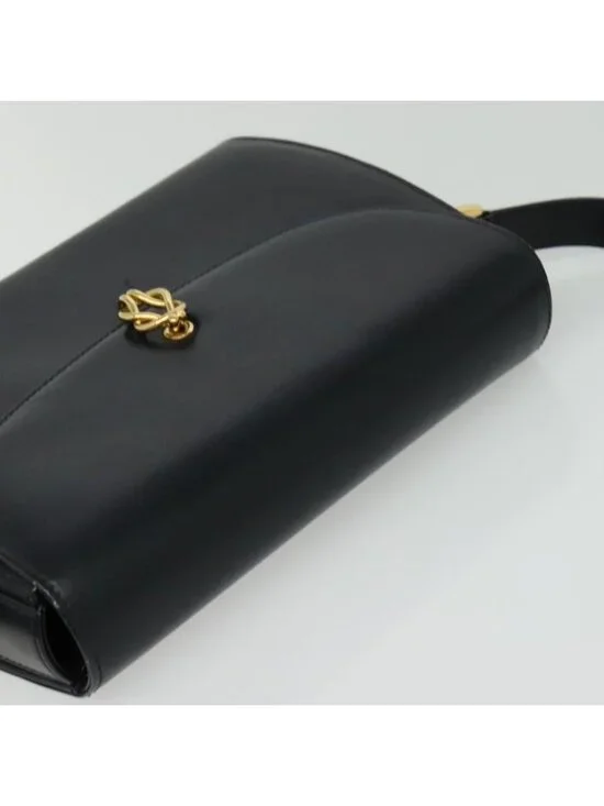 Authentic GUCCI Shoulder Bag Leather Navy Gold - Picture 13 of 16